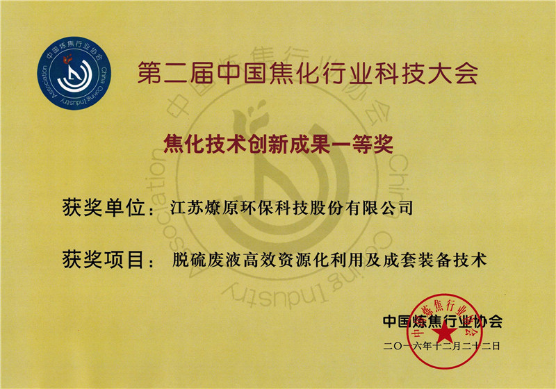 焦化技术创新成果一等奖